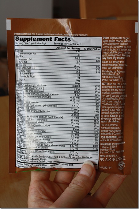 arbonne shake nutrition